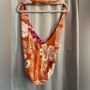 Homemade Orange and White/dark pink and white reversible Floral Tote Bag
